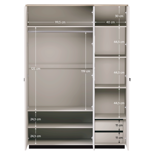 Skriňa so zrkadlom, sivohnedá Taupe/dub silverjack, DOMCA 3D