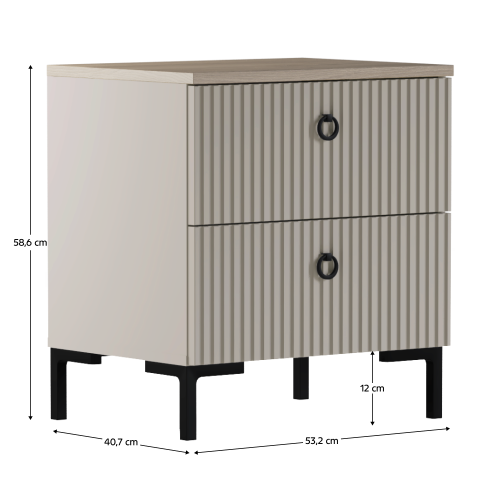 Nočný stolík, sivohnedá Taupe/dub silverjack, DOMCA 2S