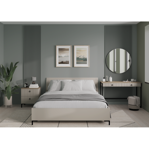 Toaletný stolík, sivohnedá Taupe/dub silverjack, DOMCA 2S