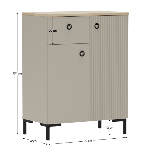 Komoda, sivohnedá Taupe/dub silverjack, DOMCA 2D1S