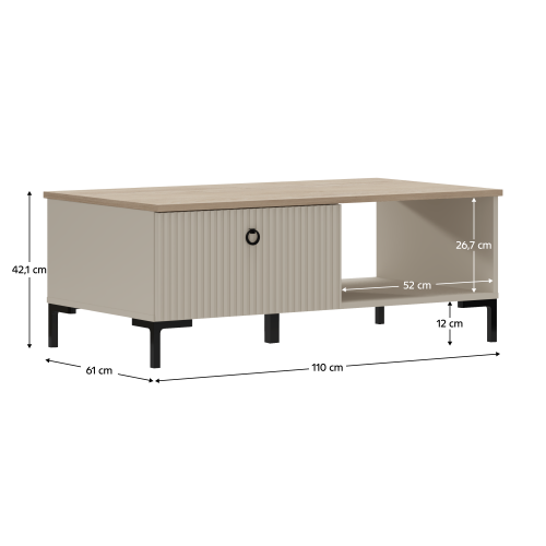 Konferenčný stolík, sivohnedá Taupe/dub silverjack, DOMCA 1S