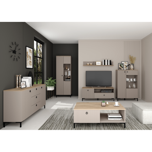 TV stolík, sivohnedá Taupe/dub silverjack, DOMCA 1K1S