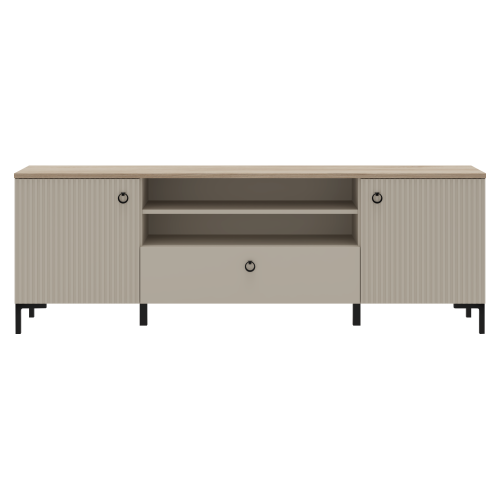 TV stolík, sivohnedá Taupe/dub silverjack, DOMCA 2D1S