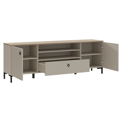 TV stolík, sivohnedá Taupe/dub silverjack, DOMCA 2D1S