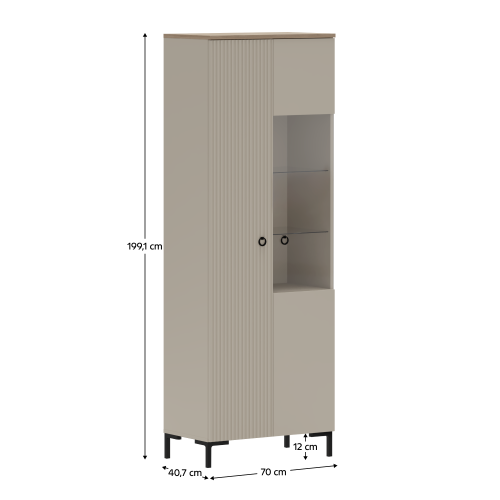 Vitrína, sivohnedá Taupe/dub silverjack, DOMCA 1D1W