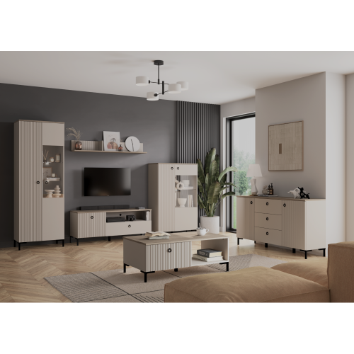 Vitrína, sivohnedá Taupe/dub silverjack, DOMCA 1D1W