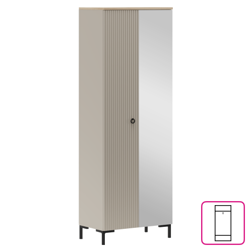 Skriňa so zrkadlom, sivohnedá Taupe/dub silverjack, DOMCA 2D