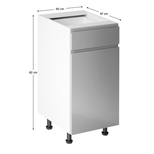 Spodná skrinka, biela/sivá extra vysoký lesk HG, AURORA D40S1 Spodná skrinka, biela/sivá extra vysoký lesk HG, AURORA D40S1