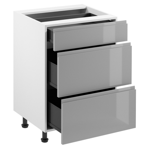 Spodná skrinka, biela/sivá extra vysoký lesk HG, AURORA D60S3