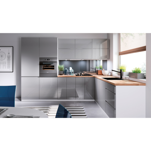 Spodná skrinka, biela/sivá extra vysoký lesk HG, AURORA D60S3