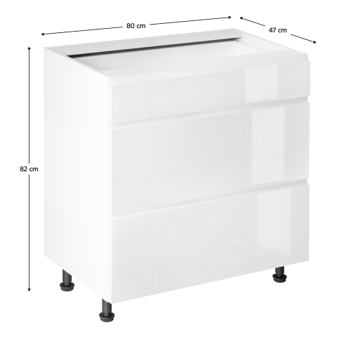 Spodná skrinka, biela/biela extra vysoký lesk HG, AURORA D80S3