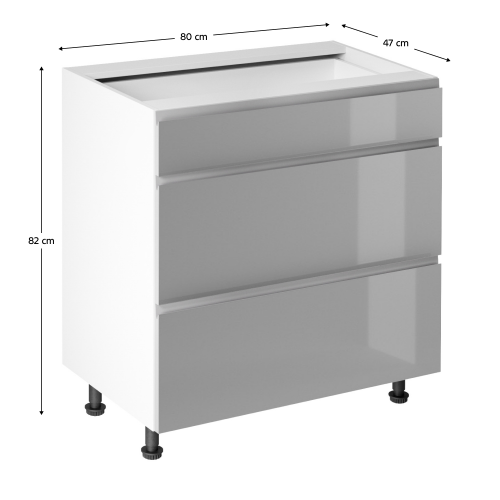 Spodná skrinka, biela/sivá extra vysoký lesk HG, AURORA D80S3