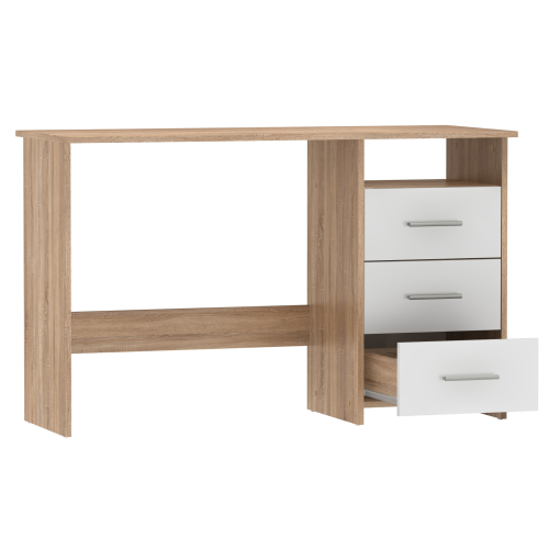 PC stôl, dub sonoma/biela, LARISTOTE NEW