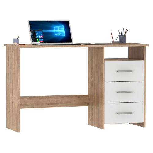 PC stôl, dub sonoma/biela, LARISTOTE NEW