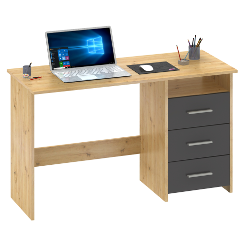 PC stôl, dub artisan/grafit, LARISTOTE NEW