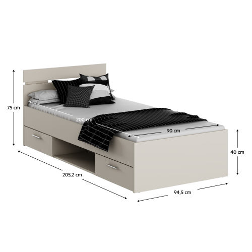 Posteľ, 90x200, kašmír, MICHIGAN NEW