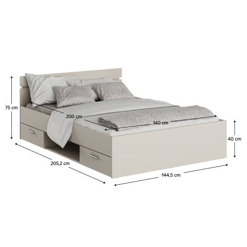 Posteľ, 140x200, kašmír, MICHIGAN NEW