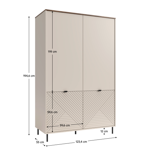 Skriňa, kašmír/dub castello, EYCO 4D