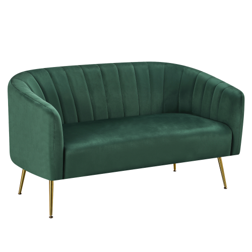 Dizajnový 2-sed, tmavozelená Velvet látka/gold chróm-zlatý, BAGY