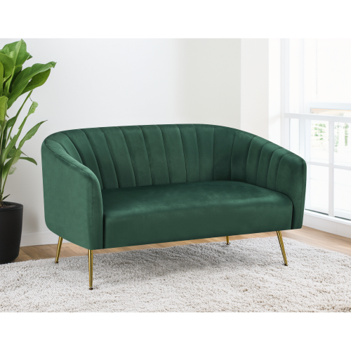 Dizajnový 2-sed, tmavozelená Velvet látka/gold chróm-zlatý, BAGY