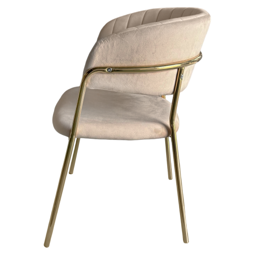 Dizajnové jedálenské kreslo, béžová Velvet látka/gold chróm zlatý, DASMIN NEW TYP 1