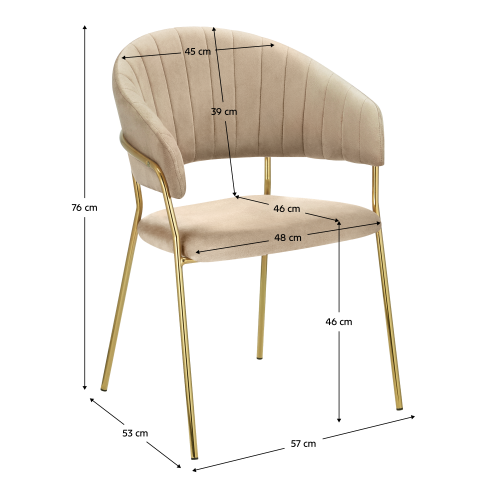 Dizajnové jedálenské kreslo, béžová Velvet látka/gold chróm zlatý, DASMIN NEW TYP 1