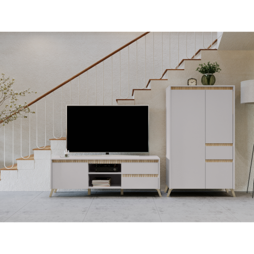 Komoda, kašmír/dub sonoma, LONGY REG2D1S1K