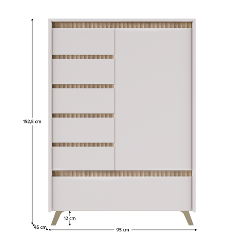 Komoda, kašmír/dub sonoma, LONGY REG1D5S1K