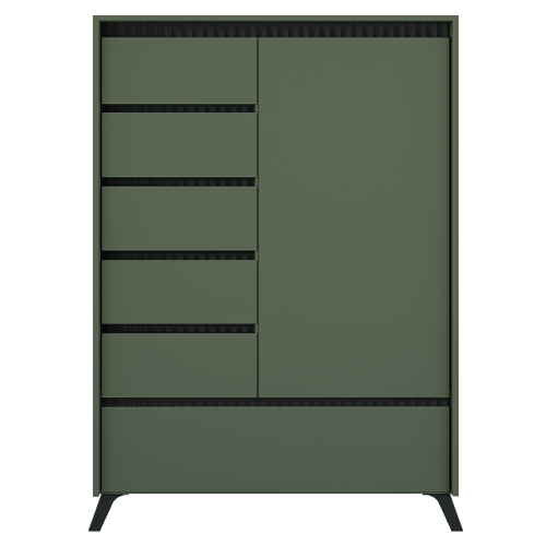 Komoda, smoke zelená/čierna, LONGY REG1D5S1K