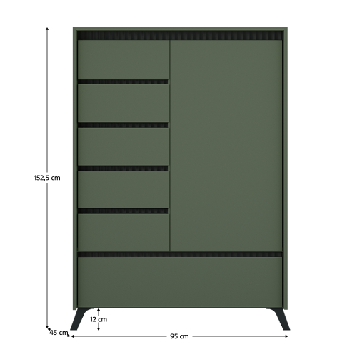 Komoda, smoke zelená/čierna, LONGY REG1D5S1K