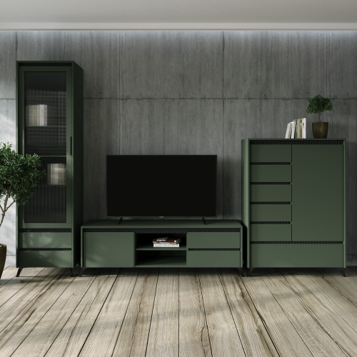 Komoda, smoke zelená/čierna, LONGY REG1D5S1K