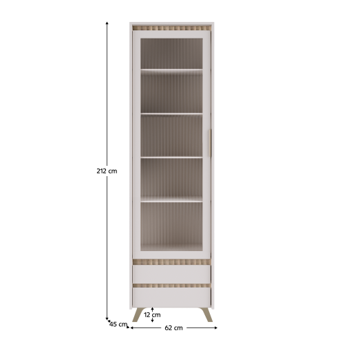 Vitrína, kašmír/dub sonoma, LONGY REG1W2S