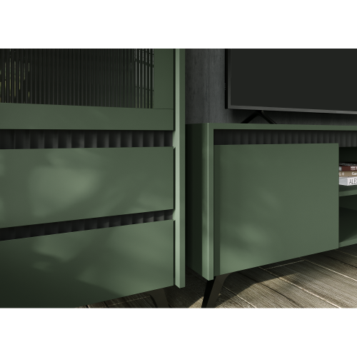 Vitrína, smoke zelená/čierna, LONGY REG1W2S