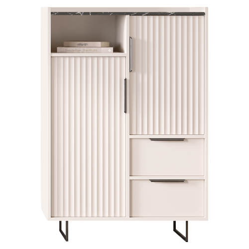 Komoda, kašmír/tmavý mramor, FRESIO KOM2D2S