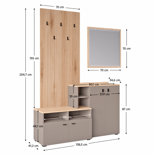 Predsieňová zostava, toffee/natural canella strata/cremona torro dub, EBRAO