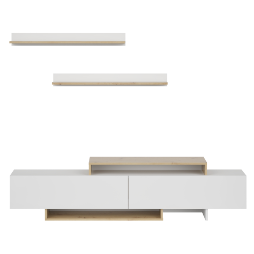 Obývacia stena, biela/dub artisan, MILONA
