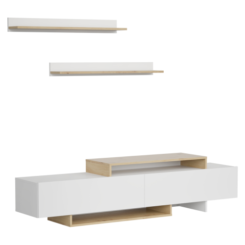 Obývacia stena, biela/dub artisan, MILONA