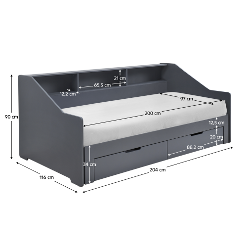 Rozkladacia posteľ, sivá, MONETA