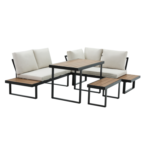 Záhradný set, čierna/krém/dub, FLOJD