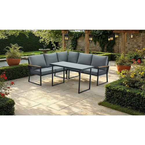 Záhradný set, čierna/sivá, FARLY