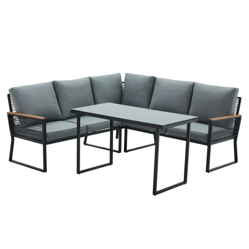 Záhradný set, čierna/sivá, FARLY