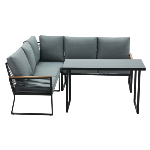 Záhradný set, čierna/sivá, FARLY