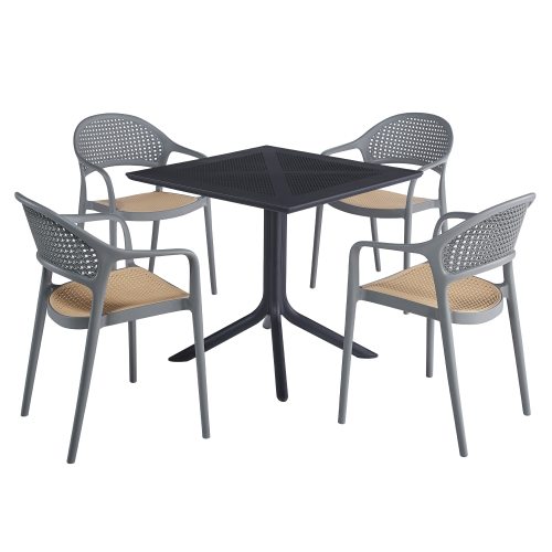 Stohovateľná stolička, sivá/béžová, LADIS