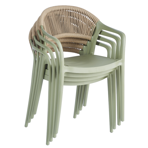 Stohovateľná stolička, zelená/béžová, LEXTON