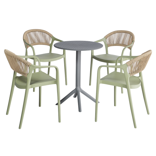 Stohovateľná stolička, zelená/béžová, LEXTON