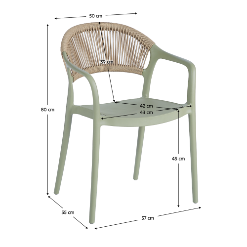 Stohovateľná stolička, zelená/béžová, LEXTON
