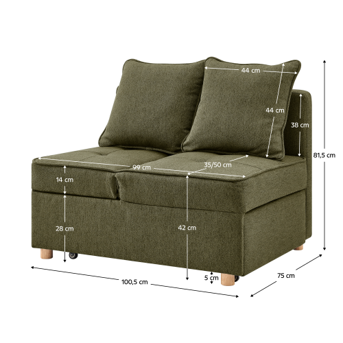 Rozkladacia pohovka, zelená, OSVALDO