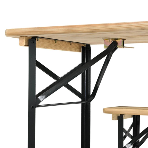 Pivný set 1+2, drevo/kov, prírodná/čierna, LORIS