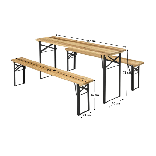 Pivný set 1+2, drevo/kov, prírodná/čierna, LORIS