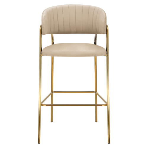 Dizajnová barová stolička, béžová Velvet látka/gold chróm zlatý, DASMIN NEW TYP 2